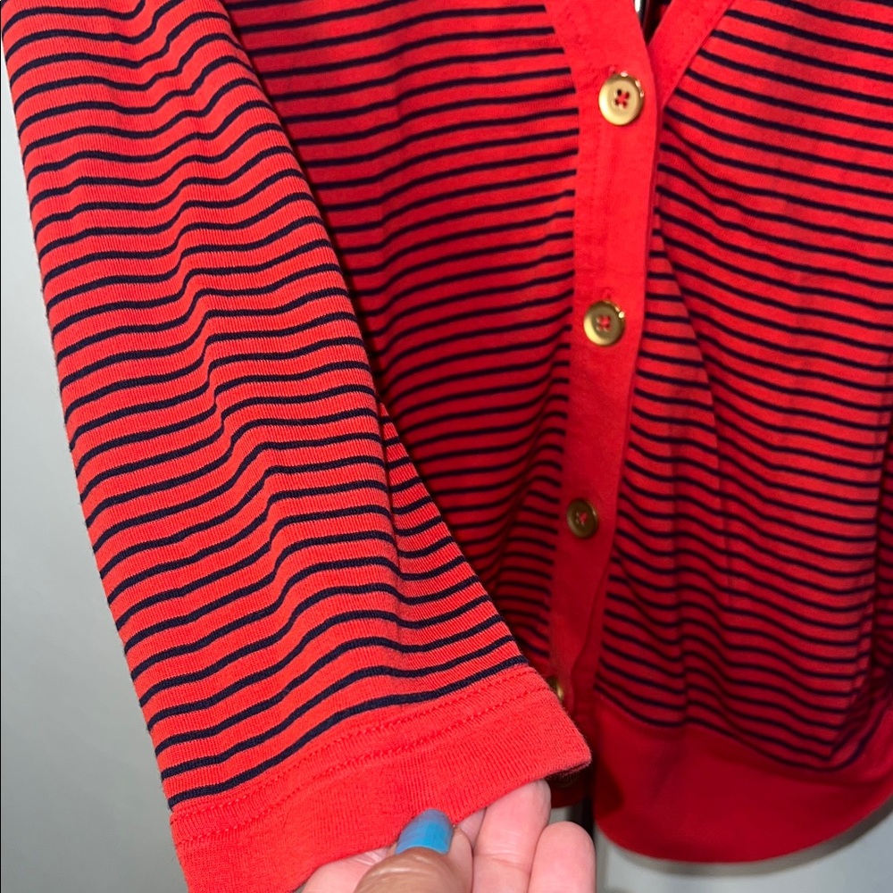 J. Crew Red and Black Striped Cardigan - Picture 6 of 6
